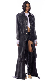 1/1 SMV BLACK LEATHER TRENCH COAT