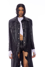 1/1 SMV BLACK LEATHER TRENCH COAT
