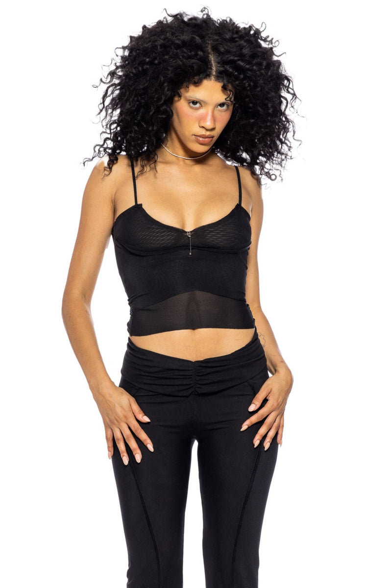 Sami Miro Vintage - FOLD OVER PANTS IN BLACK ECO MESH – SAMI MIRO VINTAGE