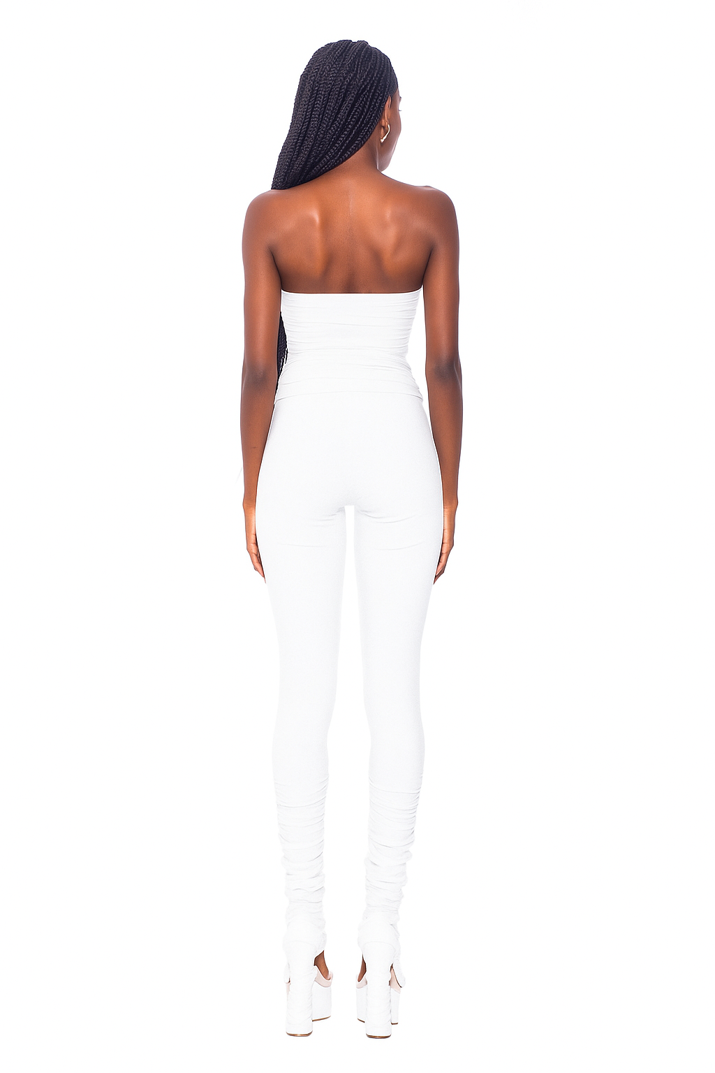 SHIRRED TUBE TOP IN WHITE ECO MESH