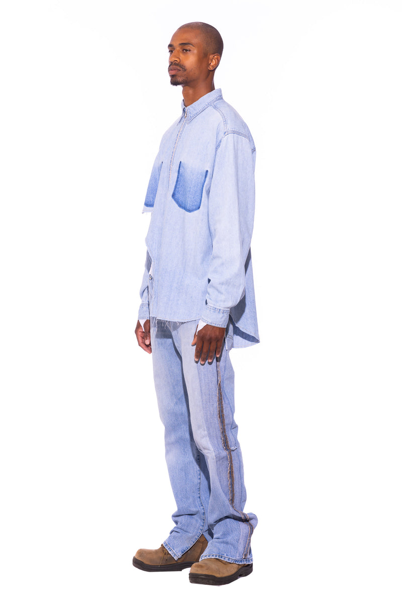 Sami Miro Vintage - RAW ZIP-UP COLLARED SHIRT IN VINTAGE