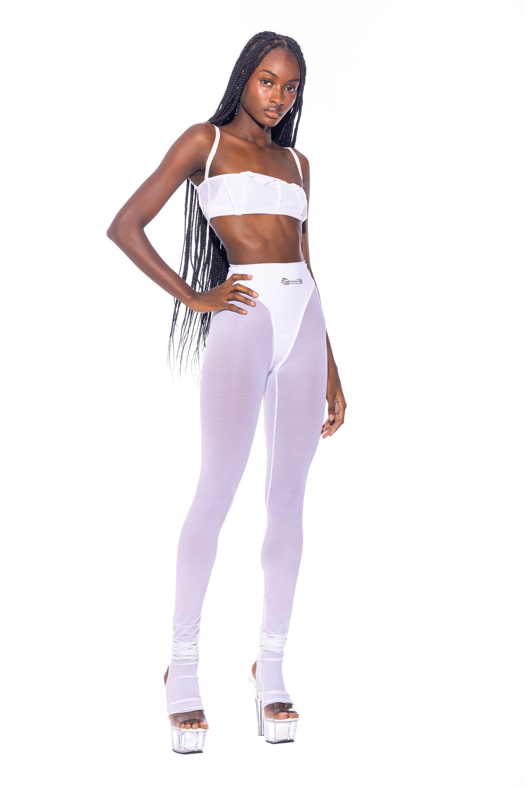 HIGH WAISTED PANTY LEGGING IN WHITE ECO MESH
