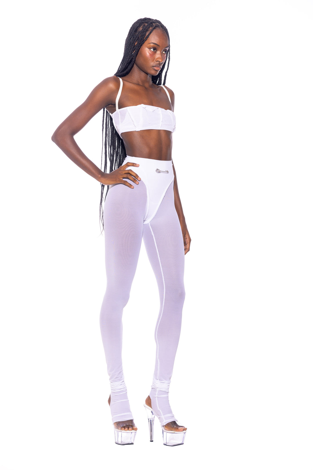 HIGH WAISTED PANTY LEGGING IN WHITE ECO MESH