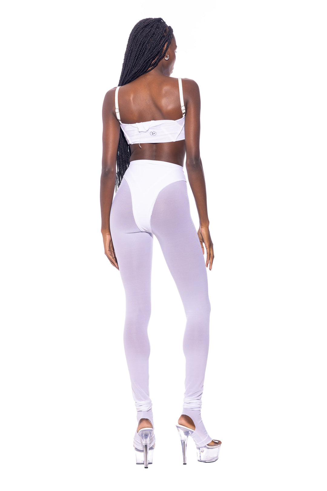 HIGH WAISTED PANTY LEGGING IN WHITE ECO MESH
