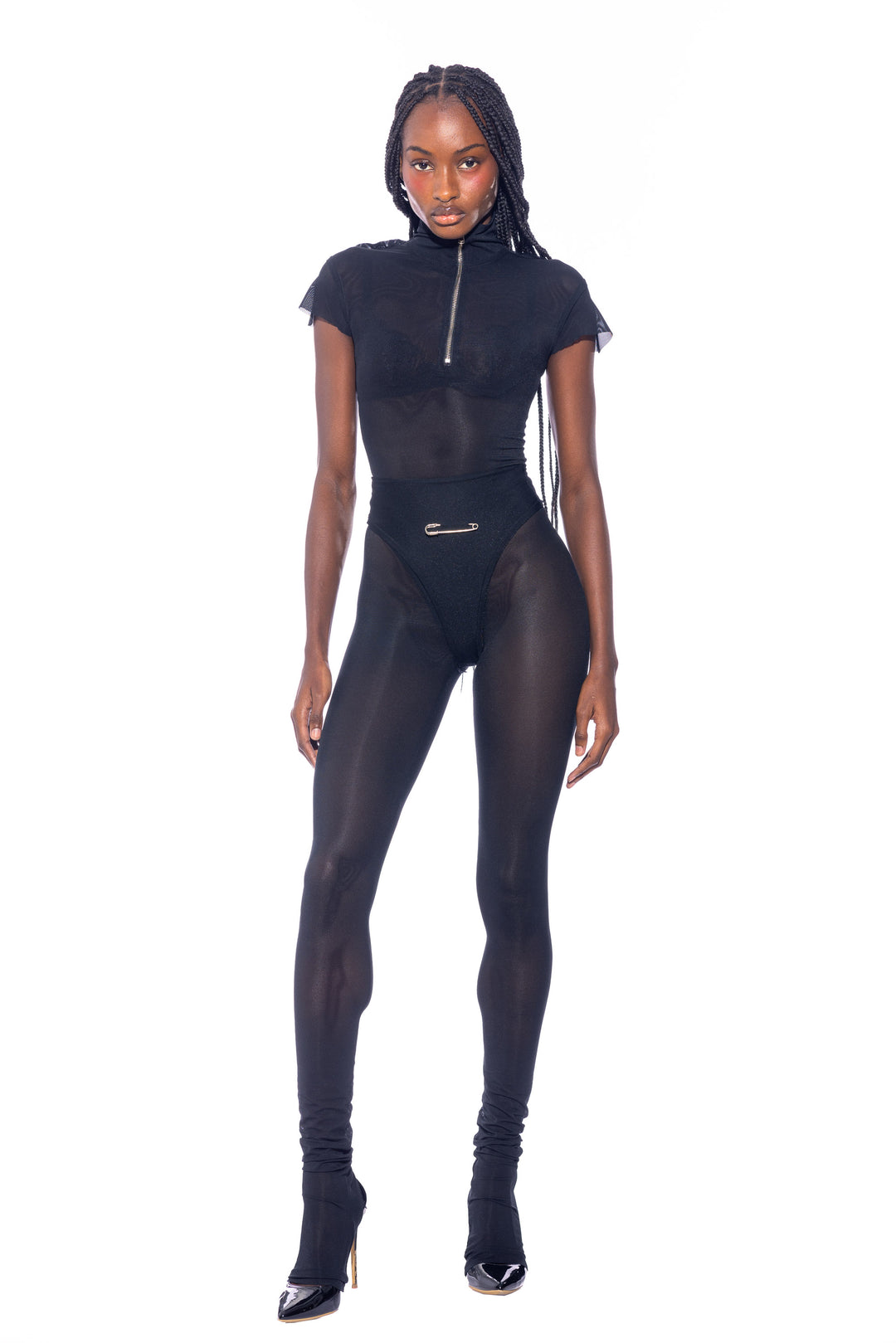 HIGH WAISTED PANTY LEGGING IN BLACK ECO MESH