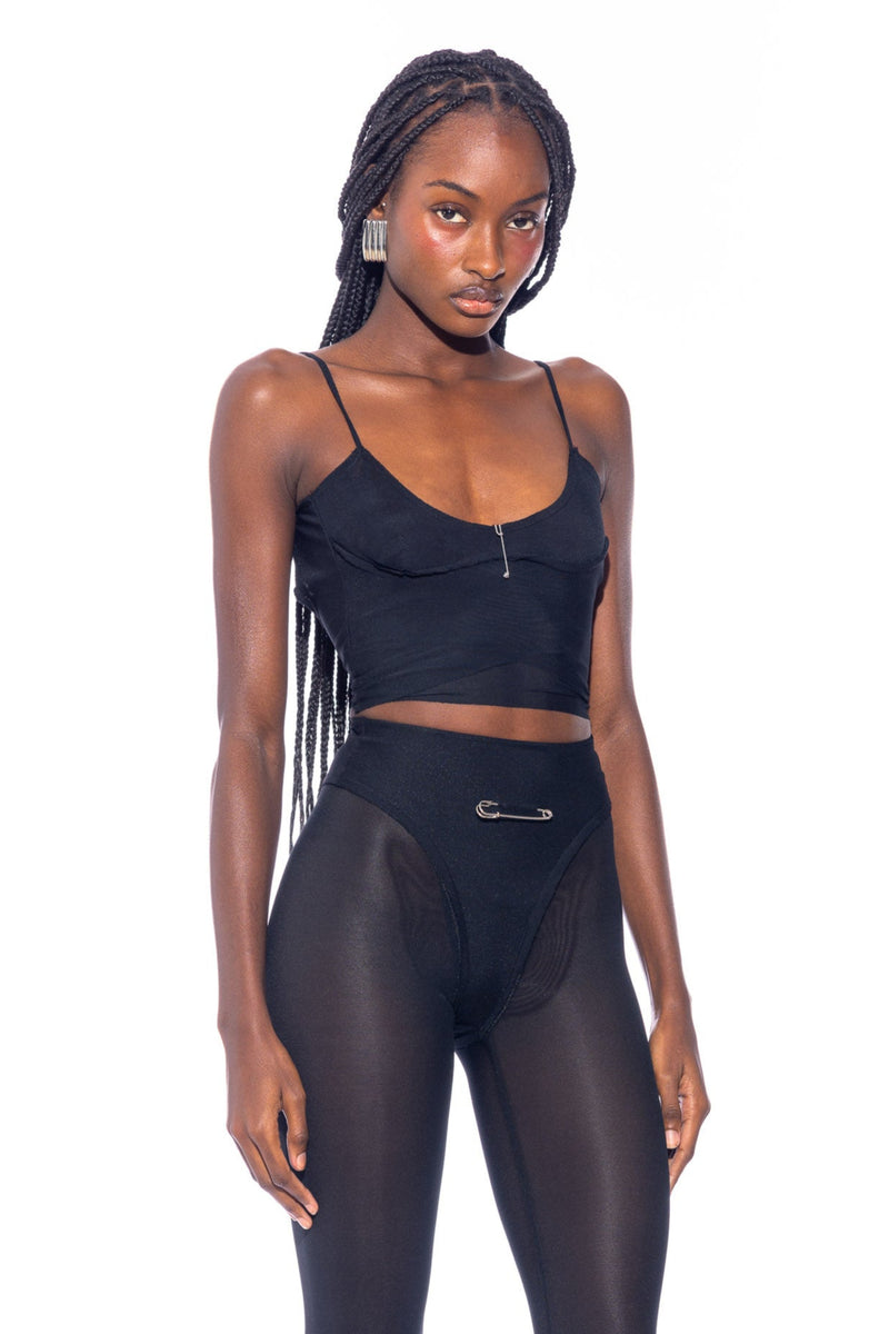 Sami Miro Vintage - LOW BACK DOUBLE LAYER TANK IN BLACK ECO
