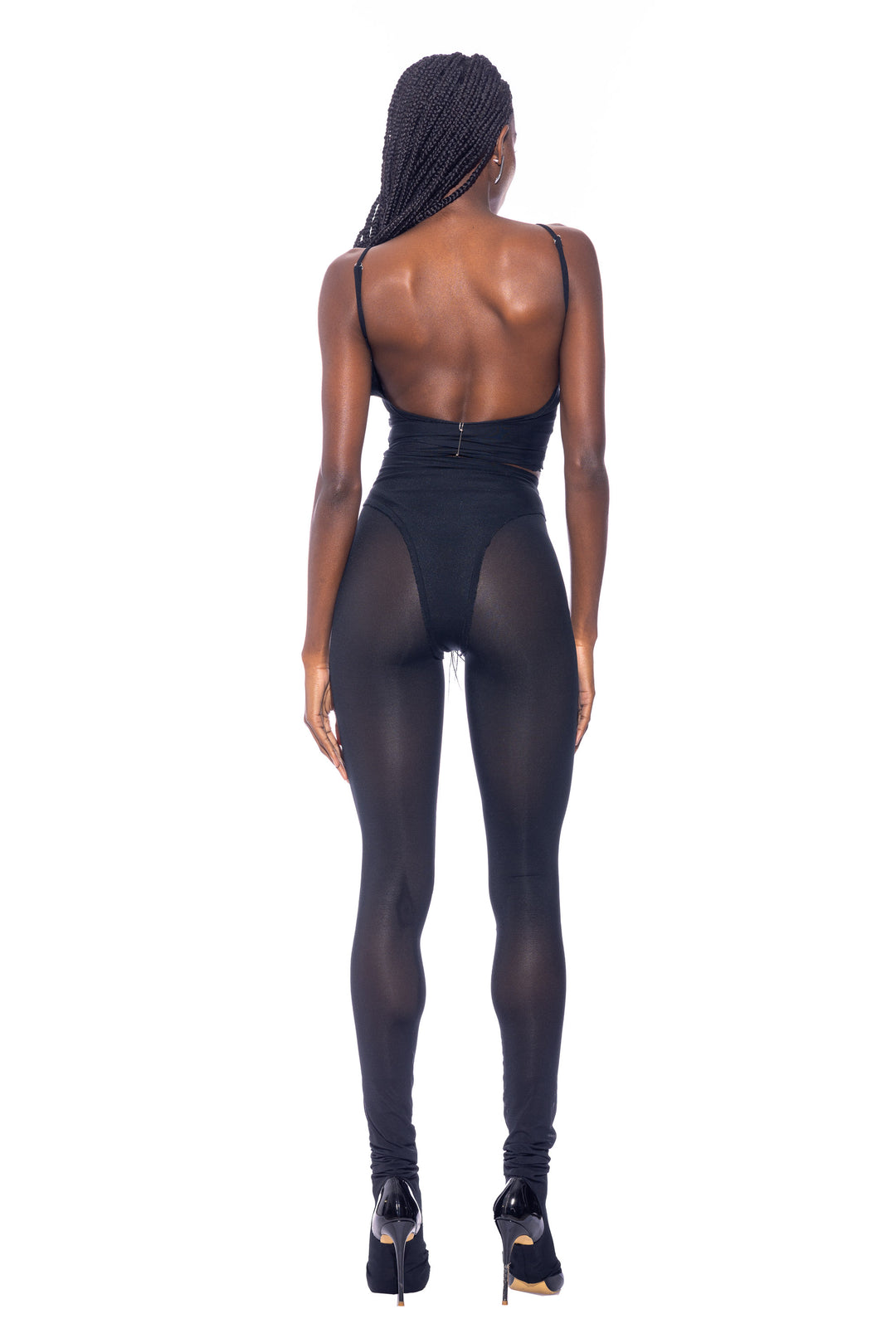 LOW BACK DOUBLE LAYER TANK IN BLACK ECO MESH