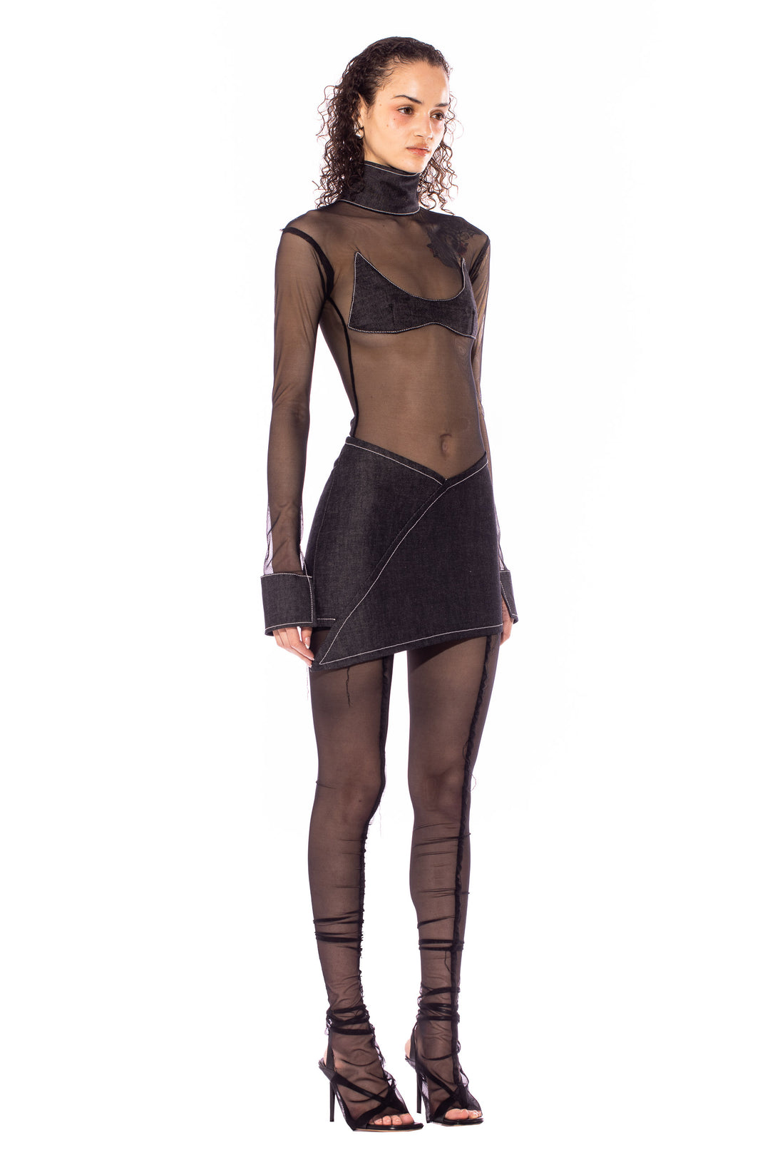 THE BODYSUIT IN BLACK RAW DENIM