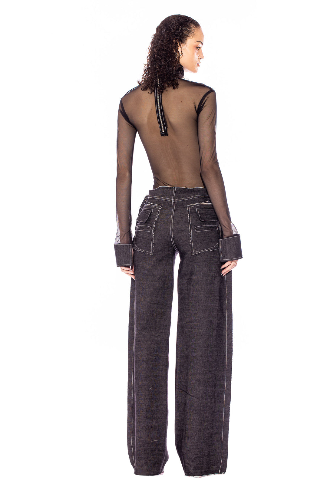 THE BODYSUIT IN BLACK RAW DENIM