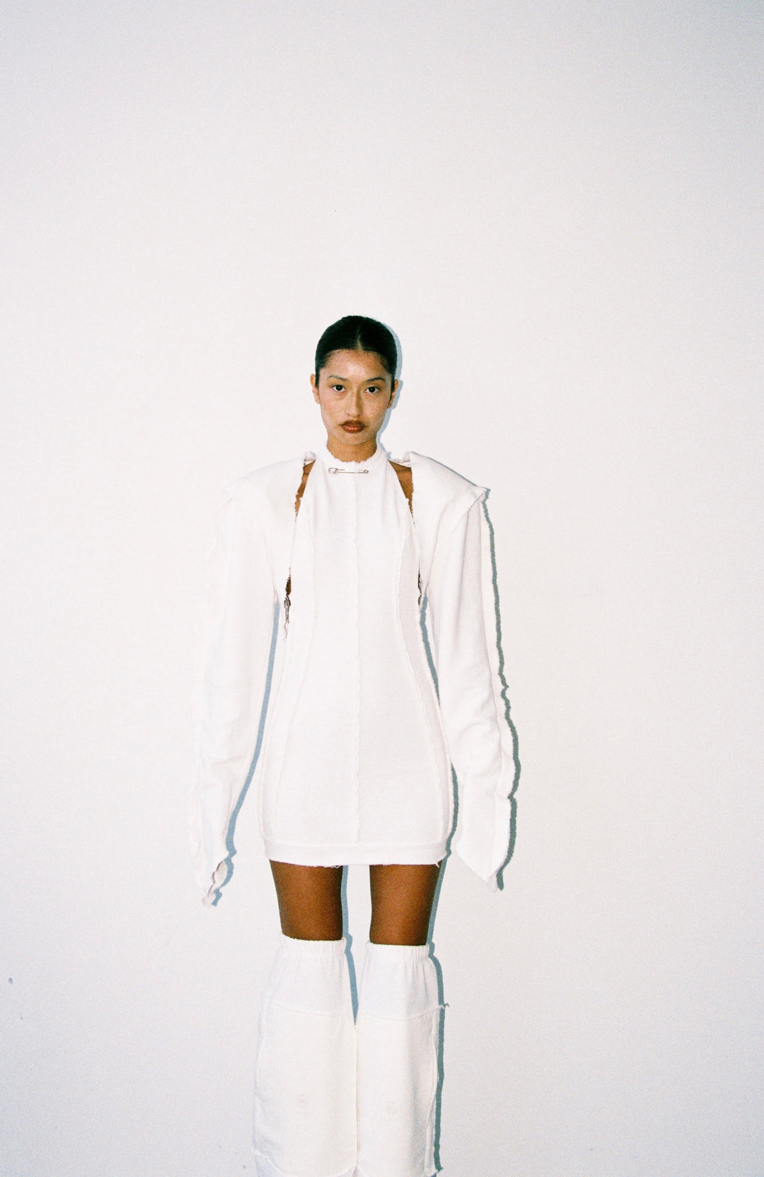 OPEN SEAM BOLERO IN WHITE TERRY