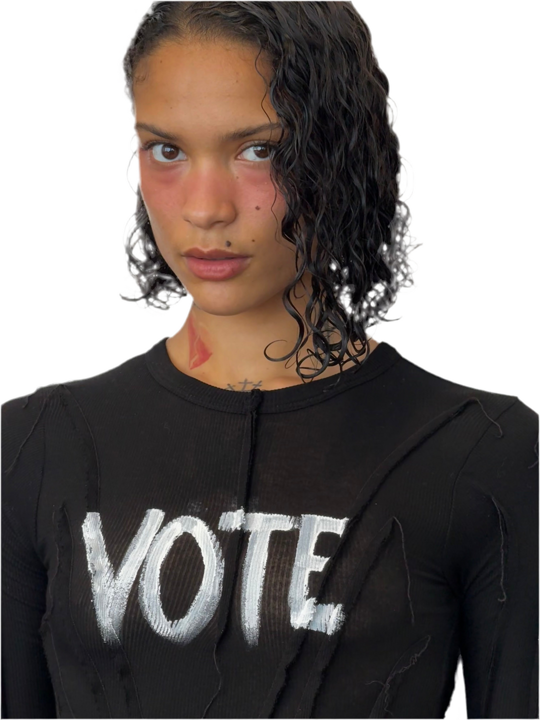 VOTE LONG SLEEVE TEE IN BLACK RIB