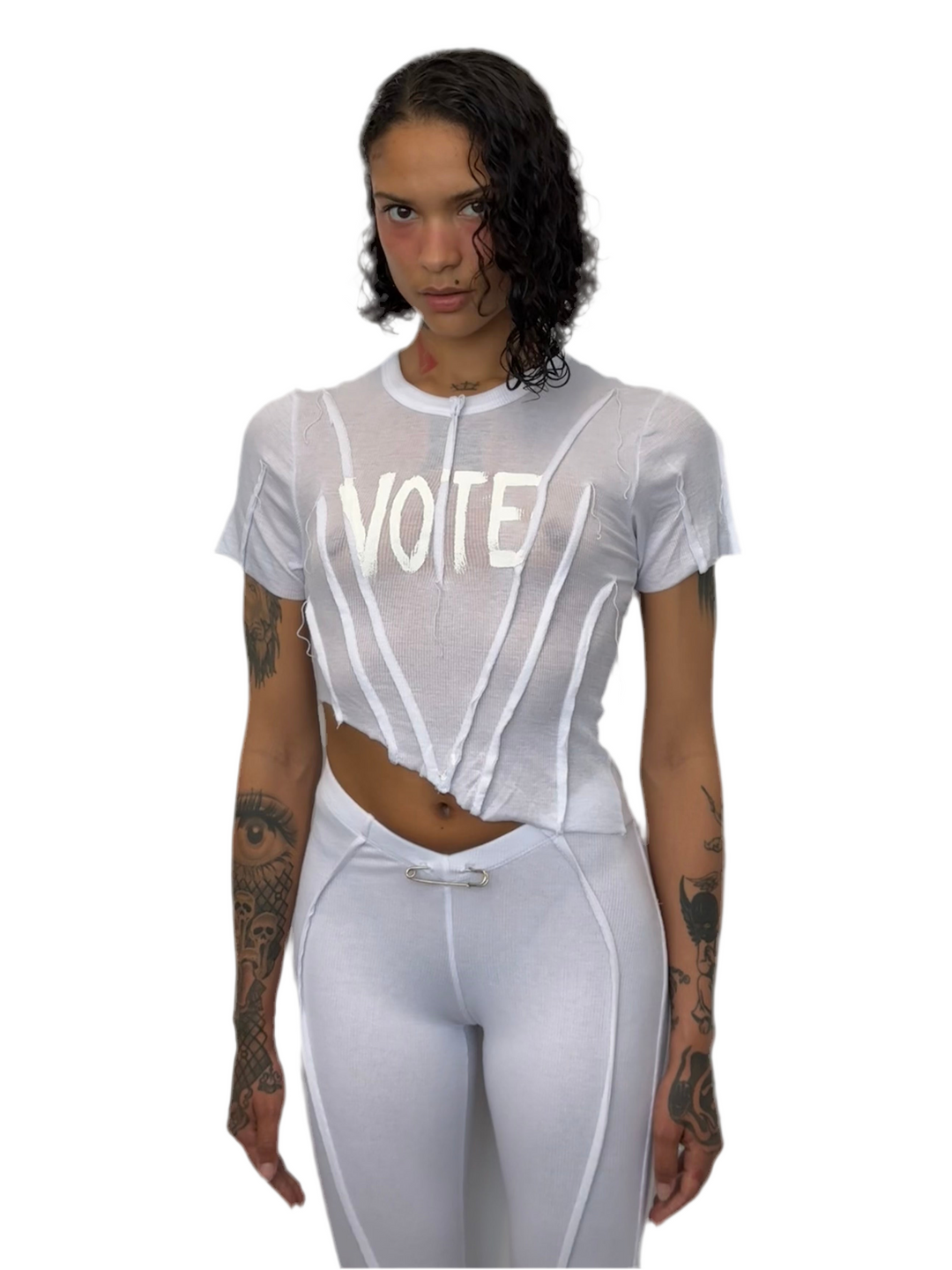 VOTE TEE IN WHITE RIB