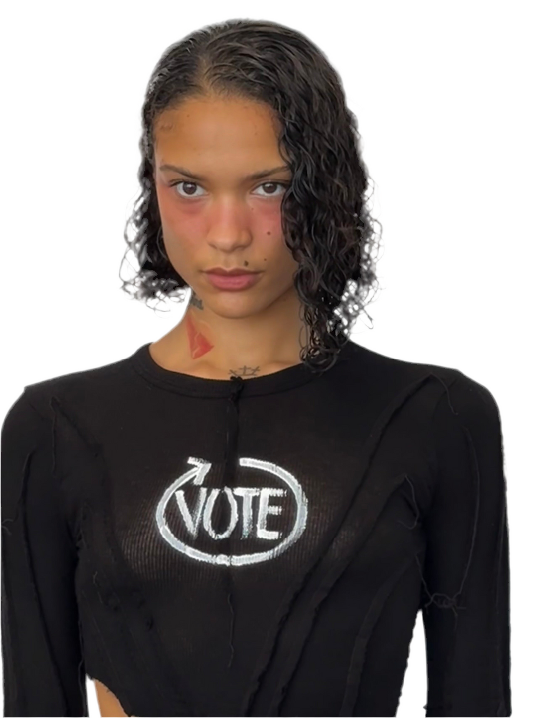 VOTE ARROW LONG SLEEVE TEE IN BLACK RIB