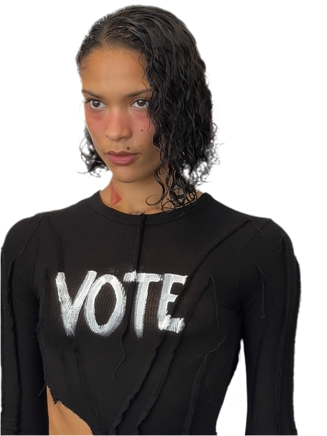 VOTE LONG SLEEVE TEE IN BLACK RIB