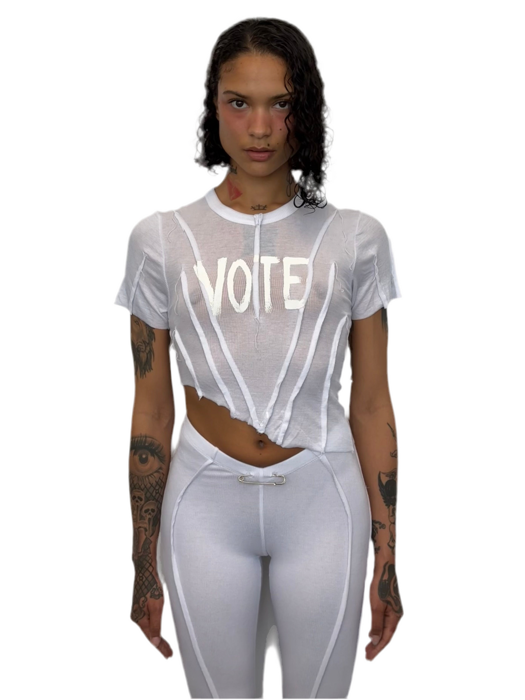 VOTE TEE IN WHITE RIB