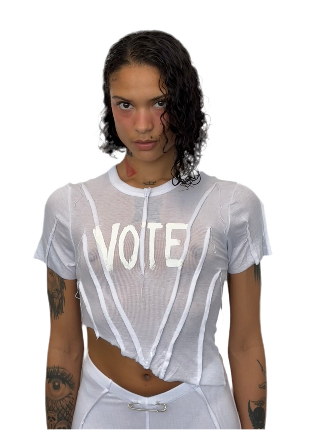 VOTE TEE IN WHITE RIB