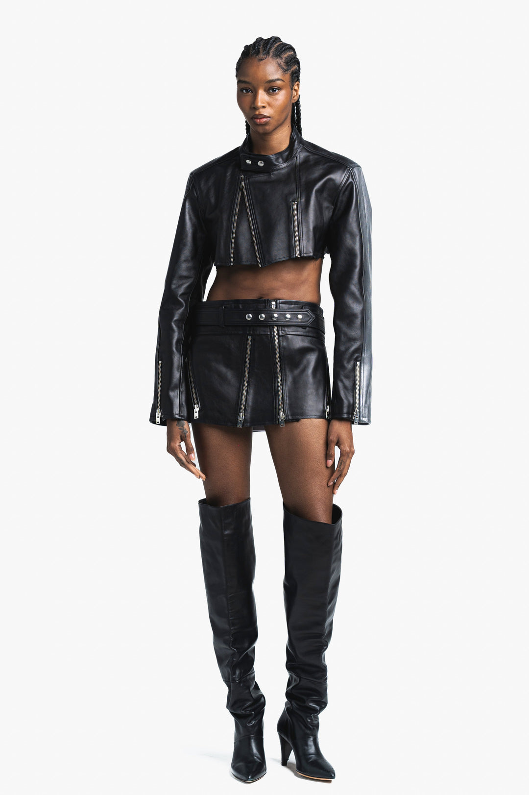 SMV X IRO BLACK LEATHER MOTO SKIRT