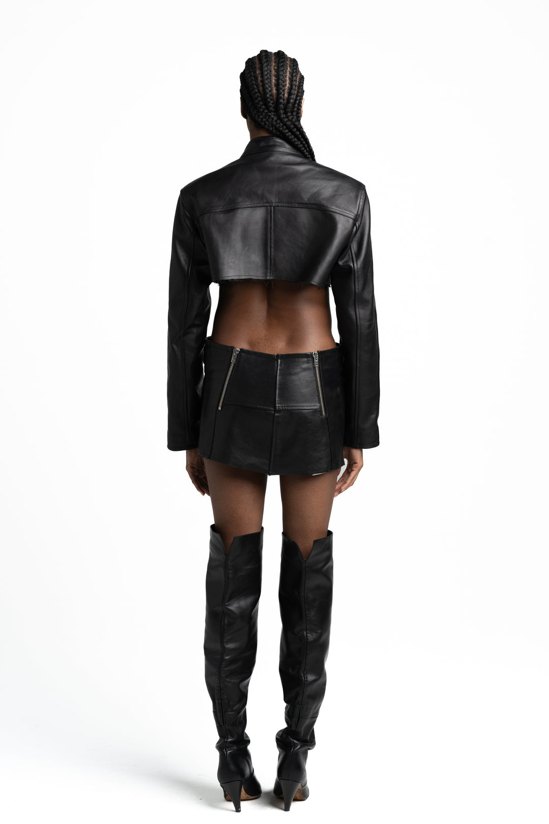 SMV X IRO BLACK LEATHER MOTO SKIRT