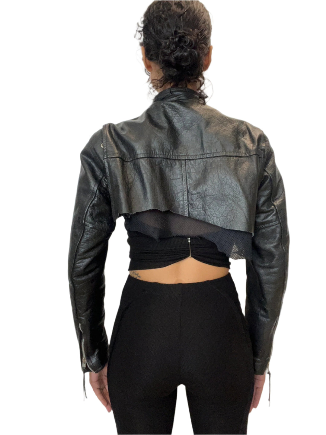 1/1 SMV V CUT LEATHER JACKET #4