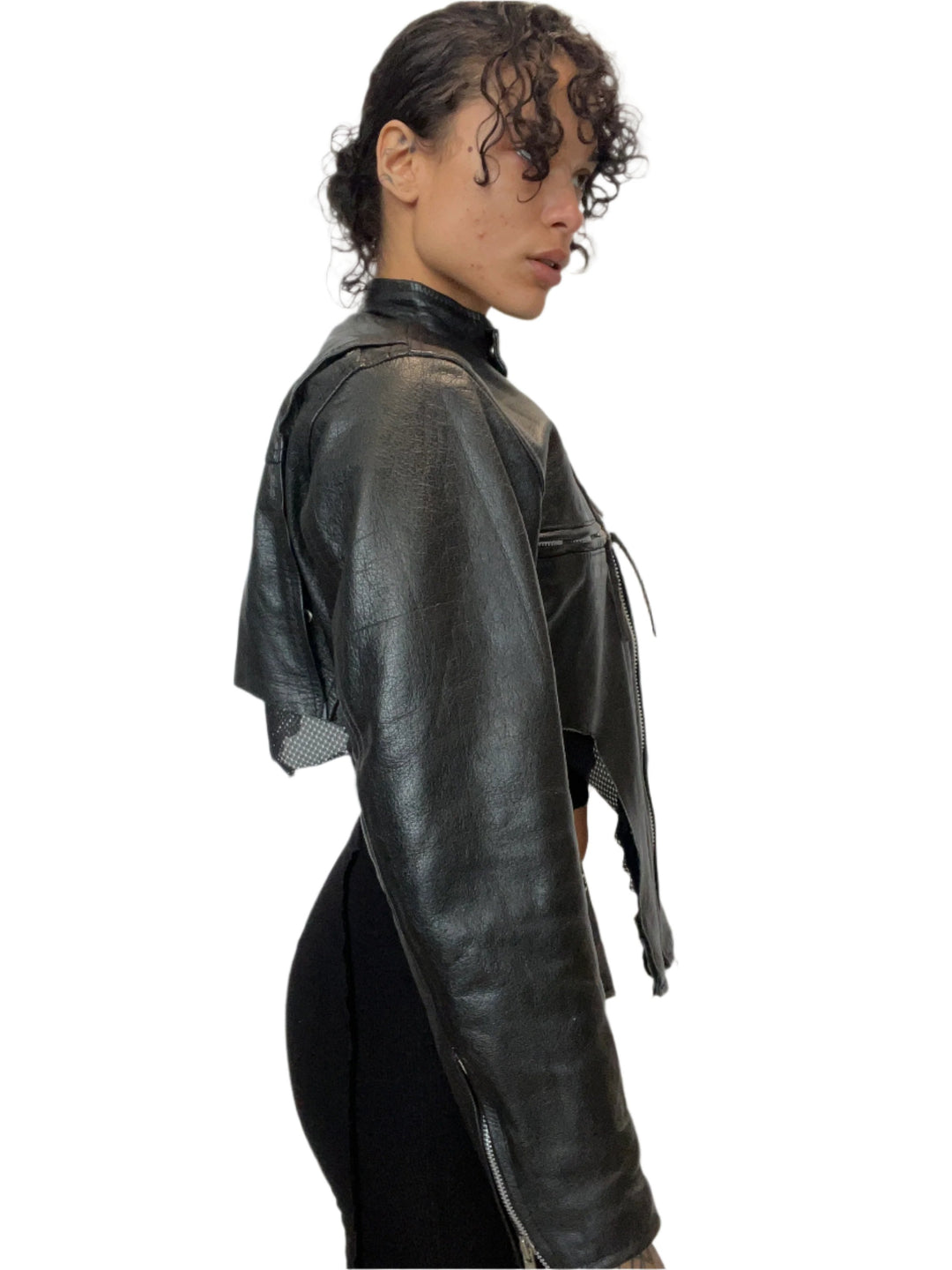 1/1 SMV V CUT LEATHER JACKET #4