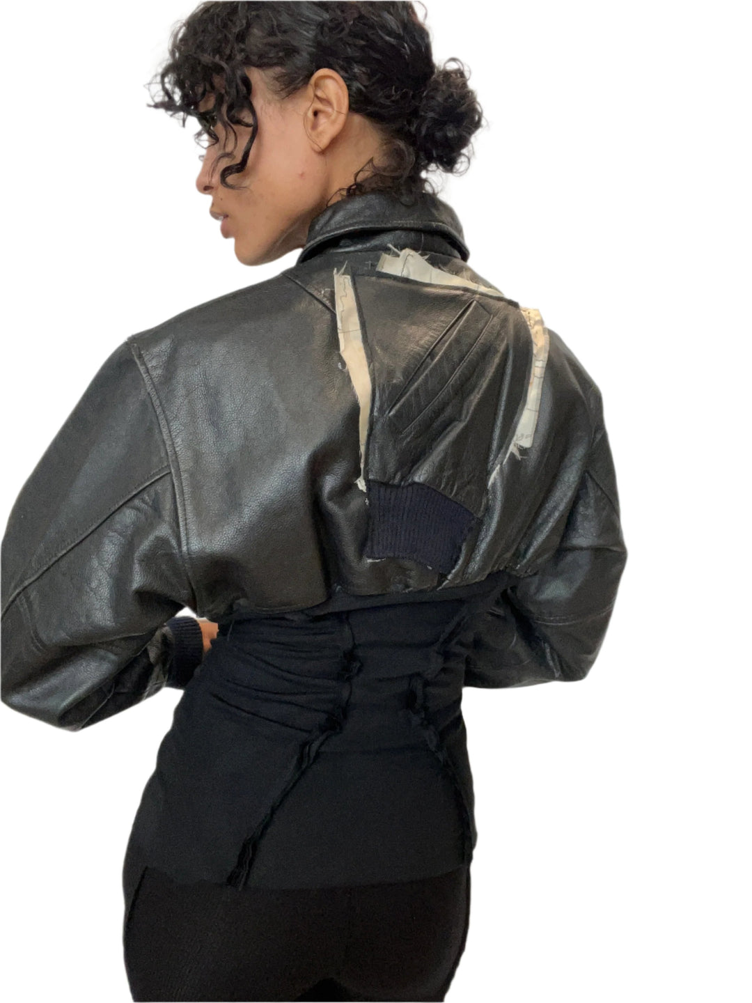 1/1 SMV PATCH JACKET IN BLACK LEATHER & MESH