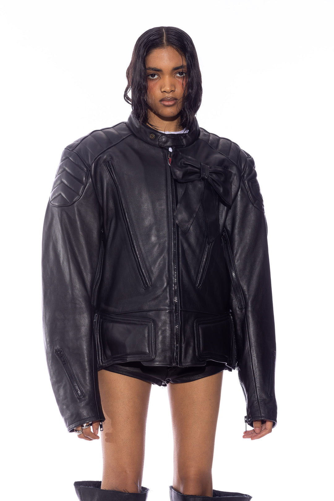 1/1 SMV BLACK LEATHER BOW JACKET #2