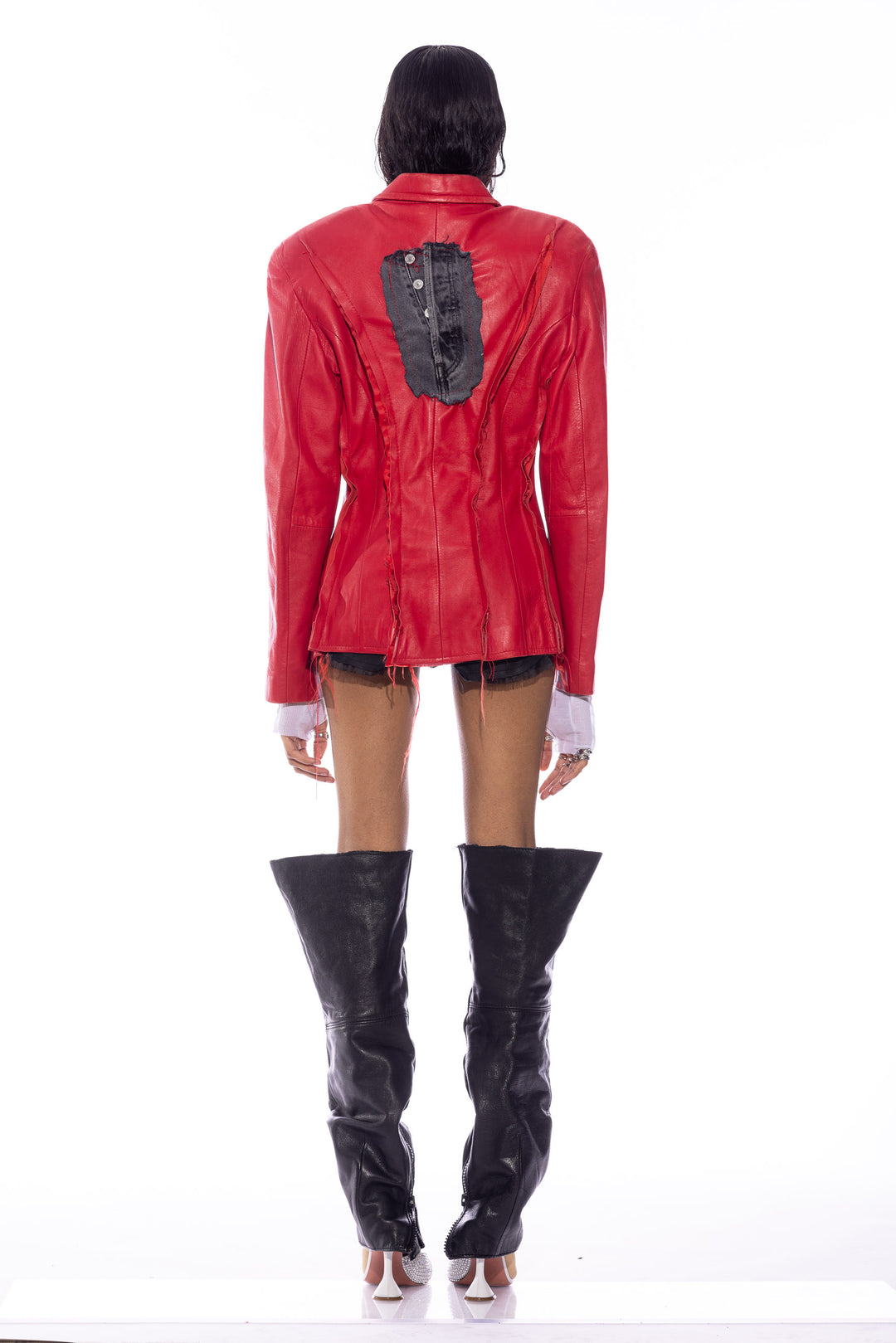 1/1 SMV RED LEATHER OPEN SEAM JACKET