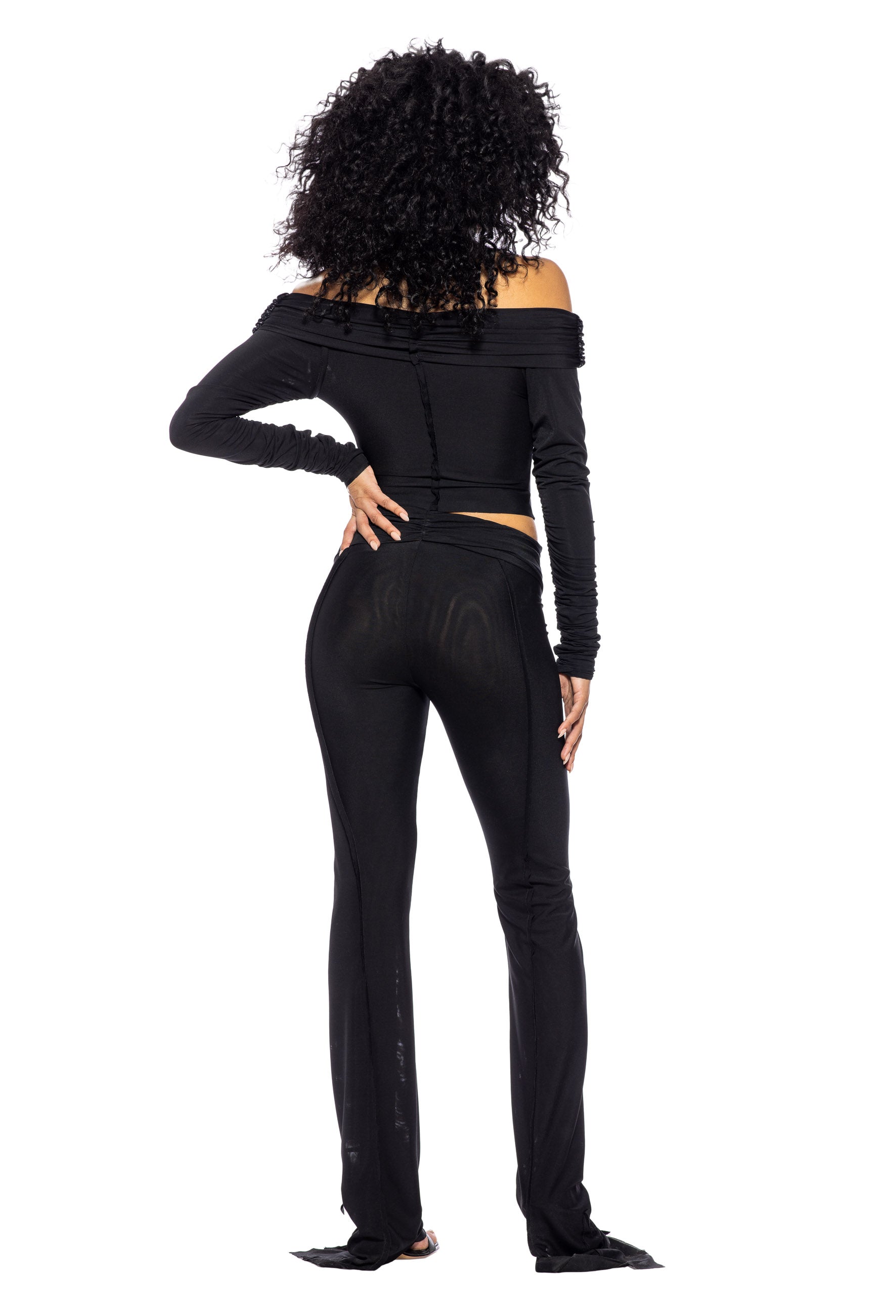 Sami Miro Vintage - FOLD OVER PANTS IN BLACK ECO MESH – SAMI MIRO