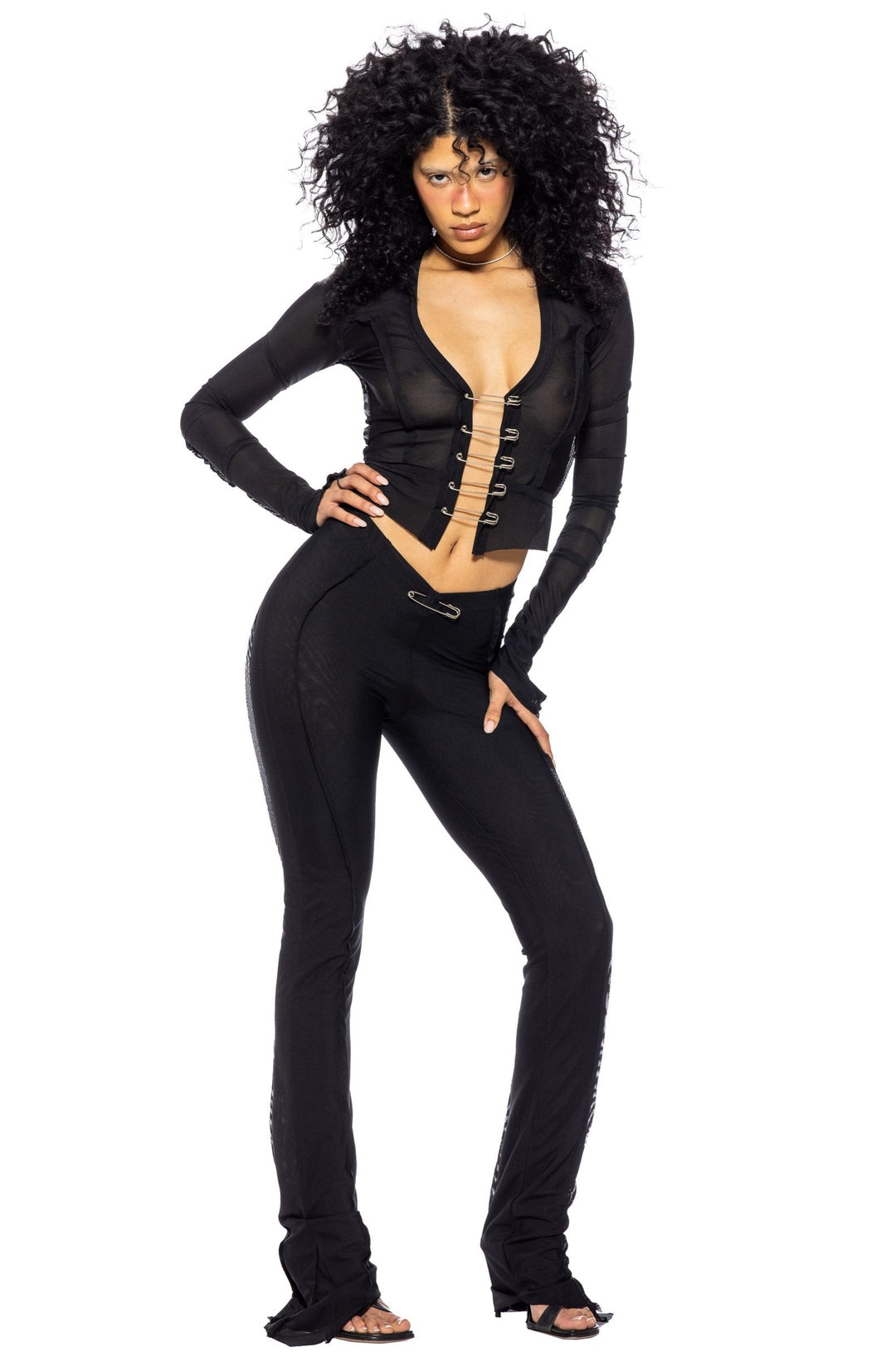 ASYMMETRIC PANTS IN BLACK ECO MESH