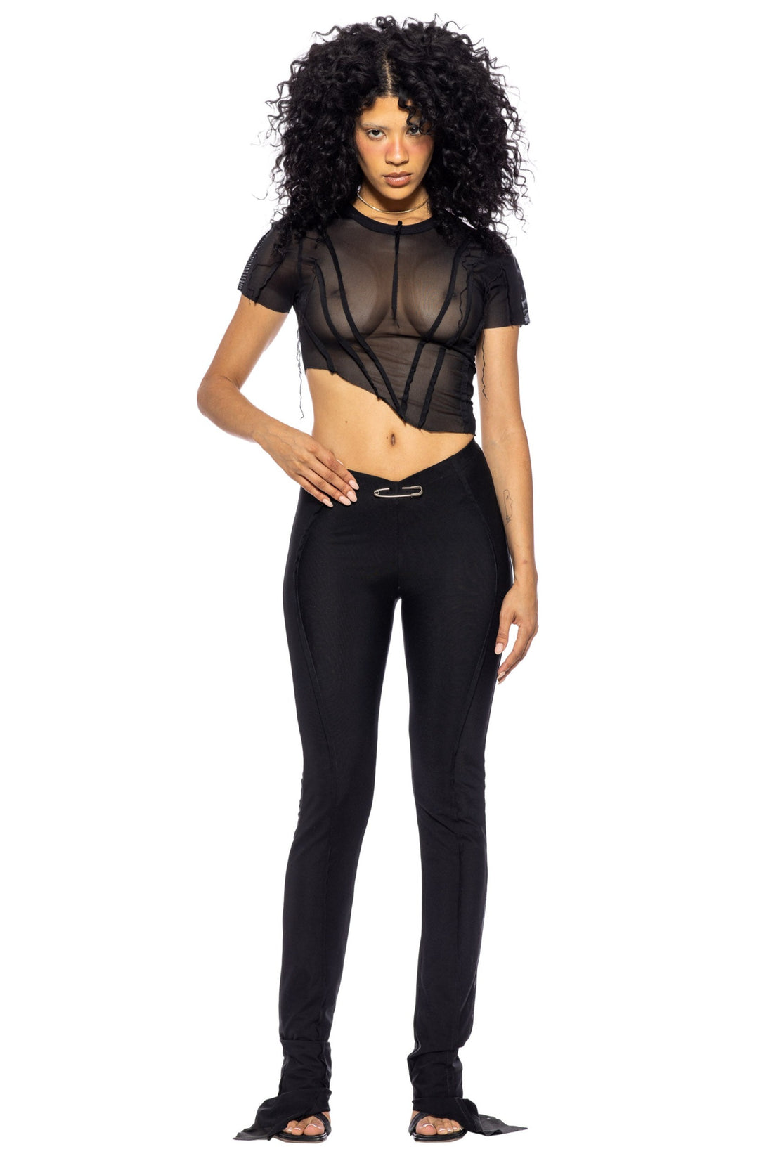 ASYMMETRIC PANTS IN BLACK ECO MESH