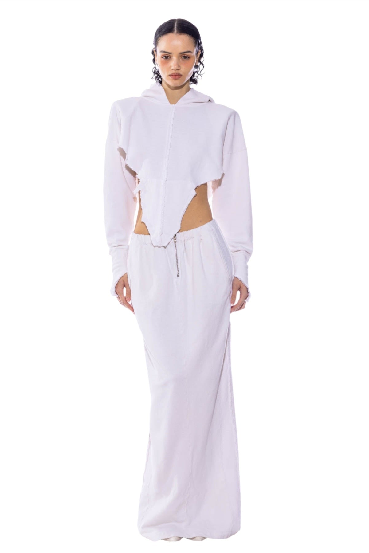 【PORTERNA】Shami Long Skirt Sami Miro Vintage - PORTERHOUSE MAXI SKIRT IN WHITE TERRY