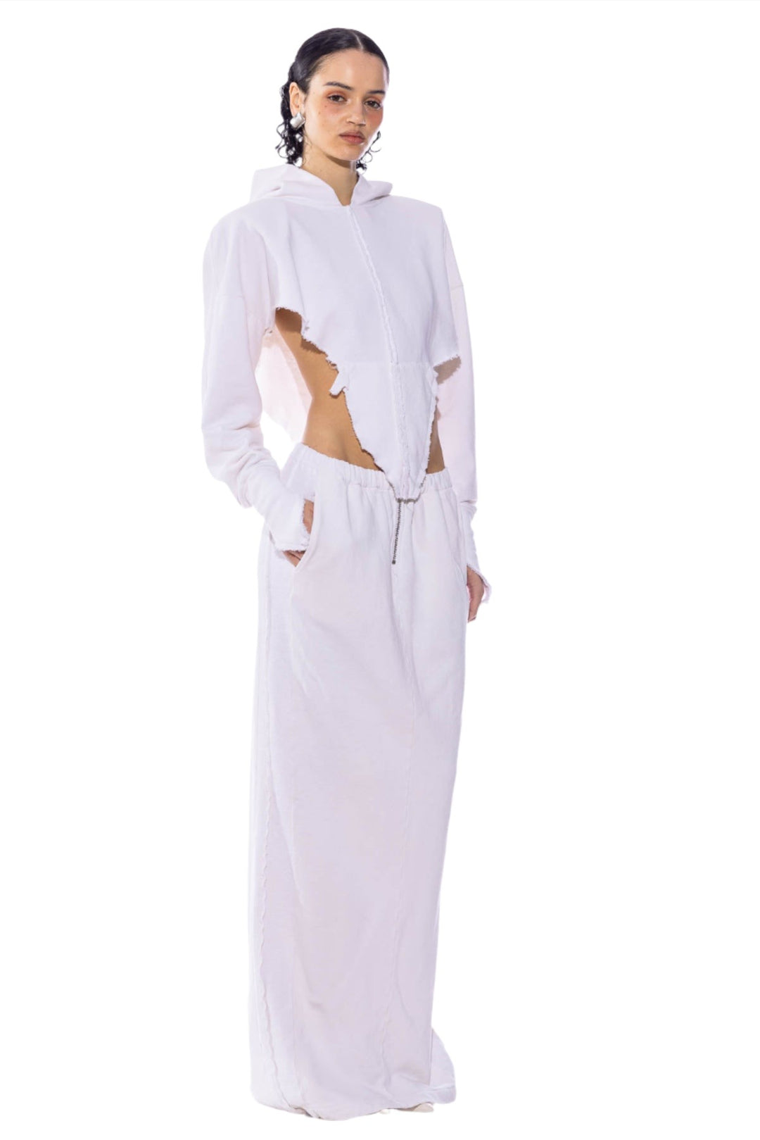 PORTERHOUSE MAXI SKIRT IN WHITE TERRY