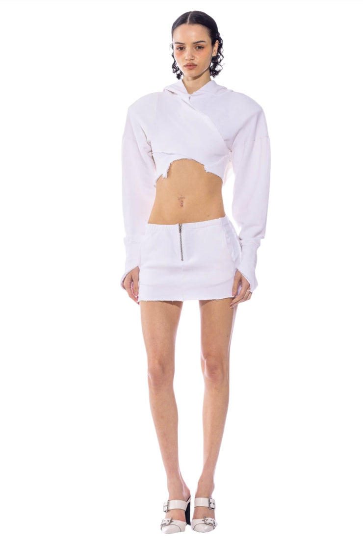 PORTERHOUSE MINI SKIRT IN WHITE TERRY