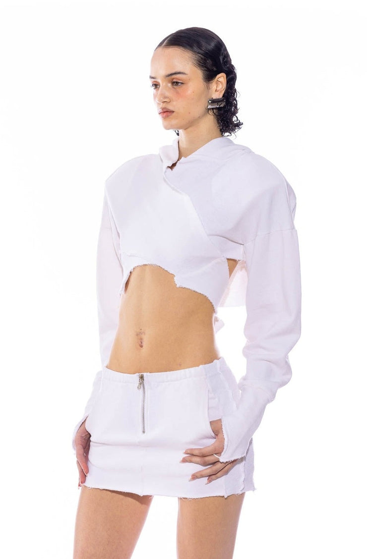 WRAP HOODIE IN WHITE TERRY