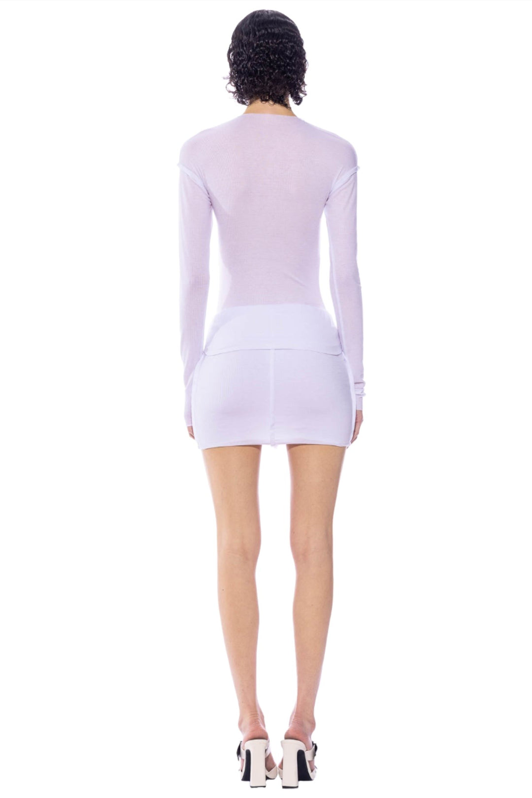 FOLD OVER MINI SKIRT IN WHITE RIB