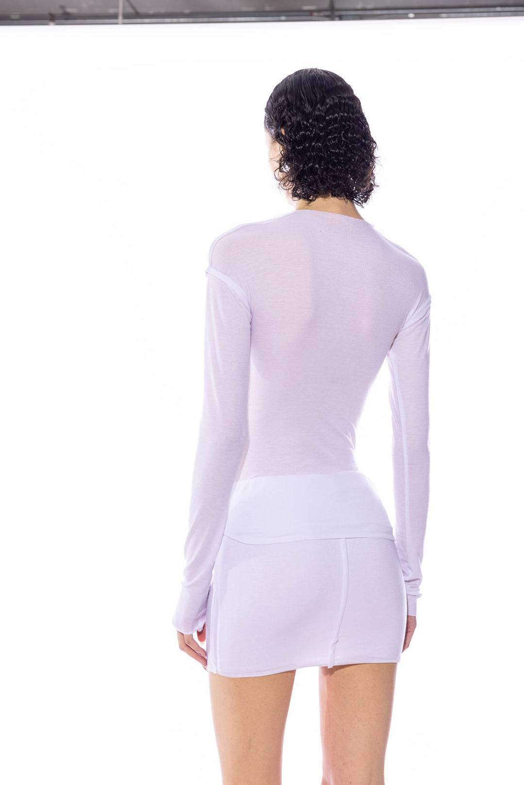 RAW CREWNECK BODYSUIT IN WHITE RIB