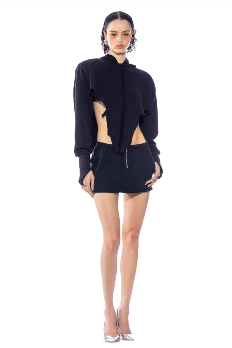 PORTERHOUSE MINI SKIRT IN BLACK TERRY