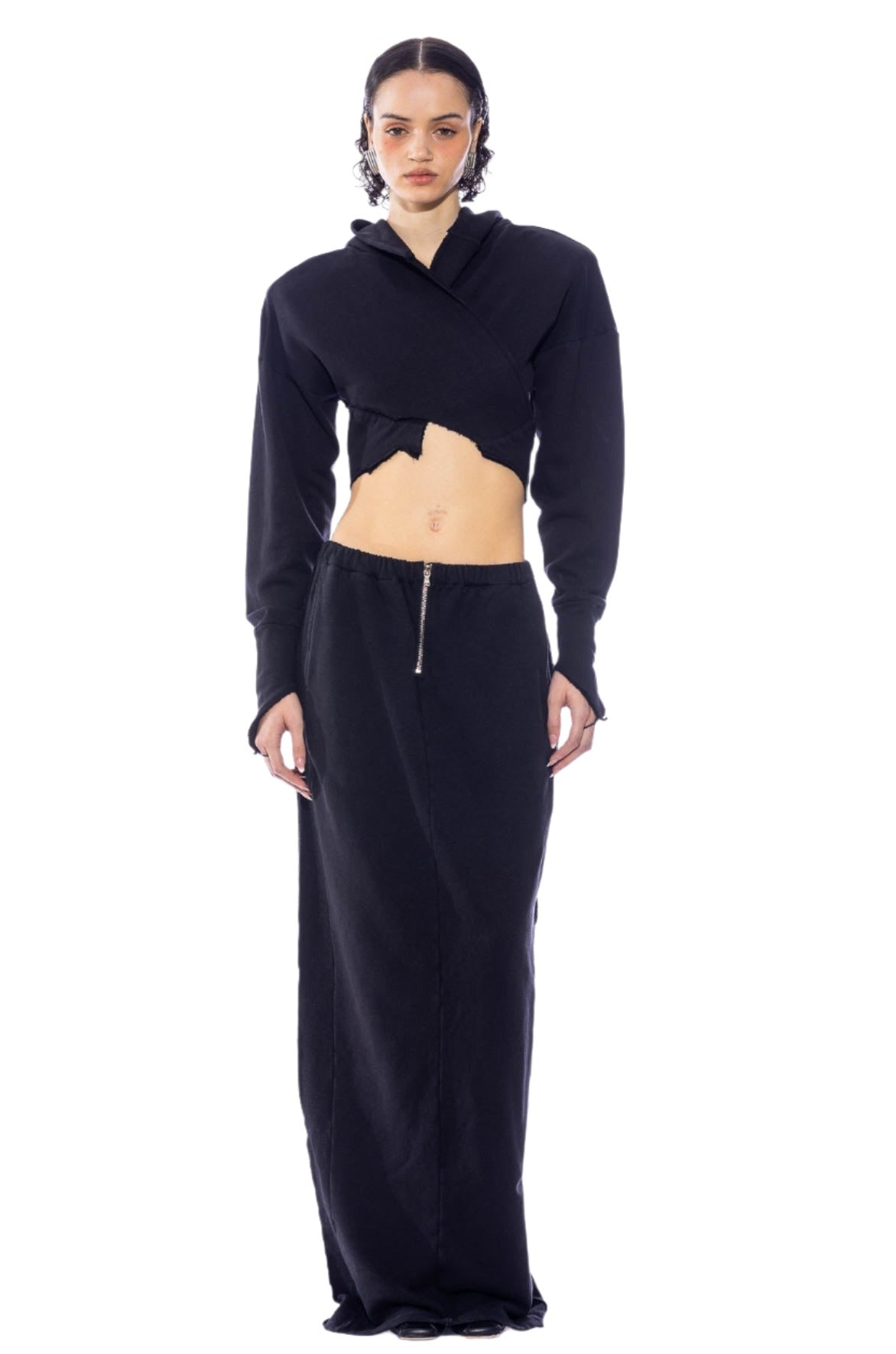 Sami Miro Vintage - WRAP HOODIE IN BLACK TERRY – SAMI MIRO VINTAGE