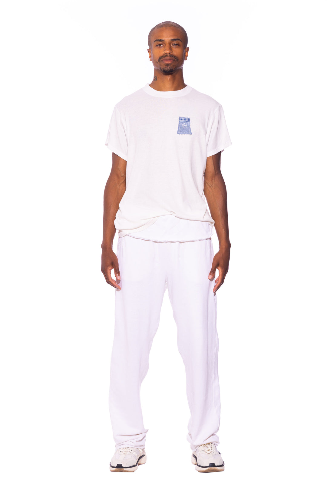 FOLD OVER SWEATPANTS IN WHITE TERRY