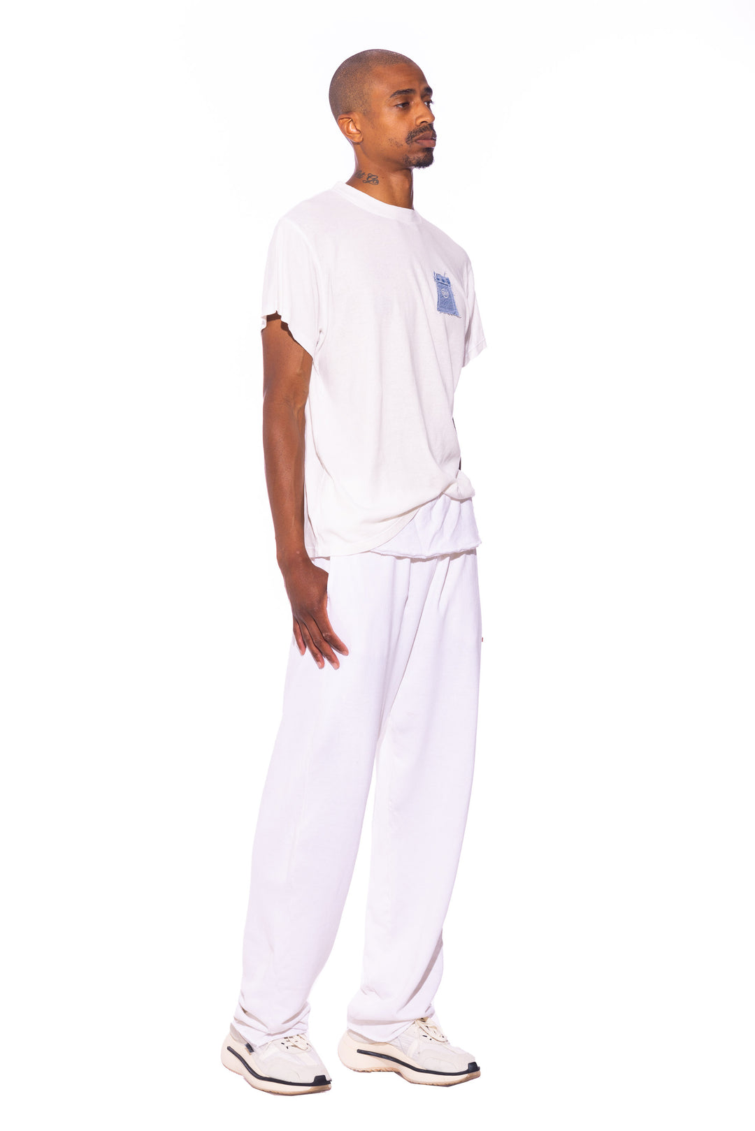 FOLD OVER SWEATPANTS IN WHITE TERRY