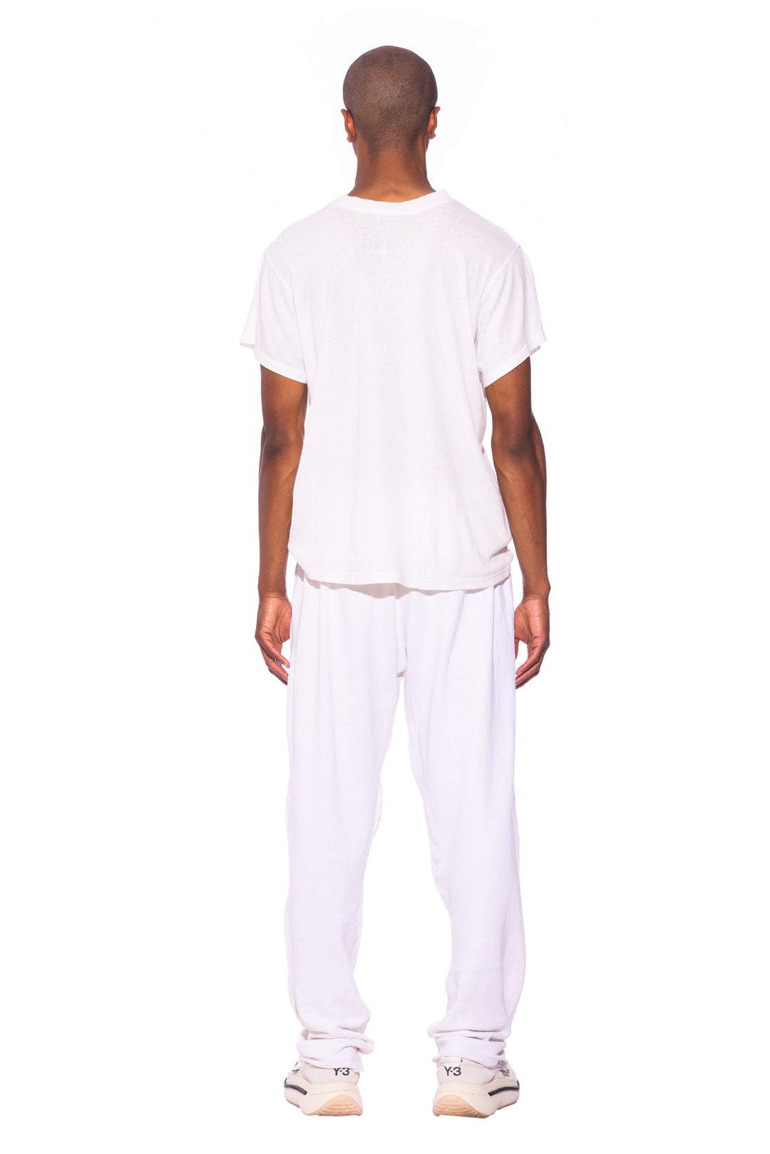 FOLD OVER SWEATPANTS IN WHITE TERRY