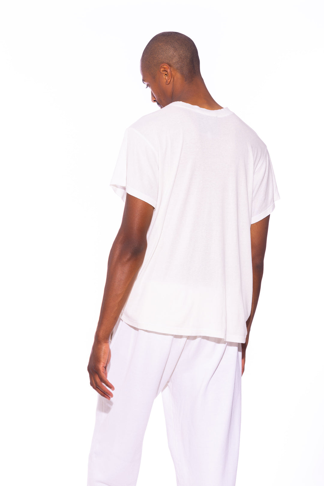 FOLD OVER SWEATPANTS IN WHITE TERRY