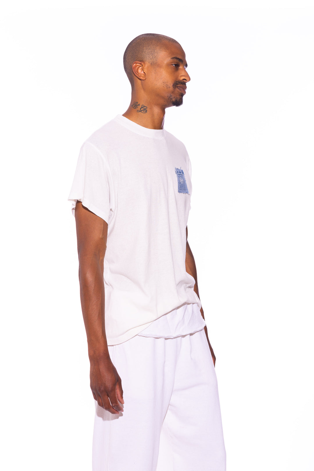 FOLD OVER SWEATPANTS IN WHITE TERRY