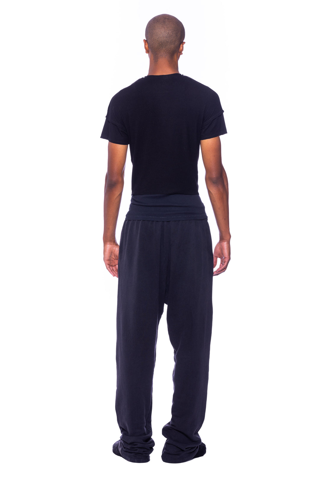 SAFETY PIN SWEATPANTS IN BLACK TERRY