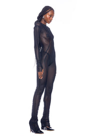 OPEN SEAM CATSUITS IN BLACK ECO MESH