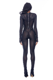 OPEN SEAM CATSUITS IN BLACK ECO MESH