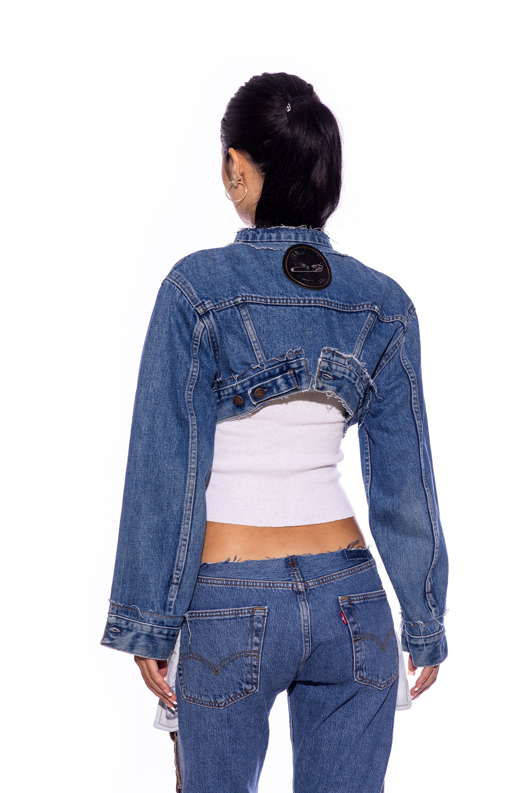 Sami Miro Vintage V CUT JACKET IN VINTAGE BLUE DENIM SAMI MIRO VINTAGE