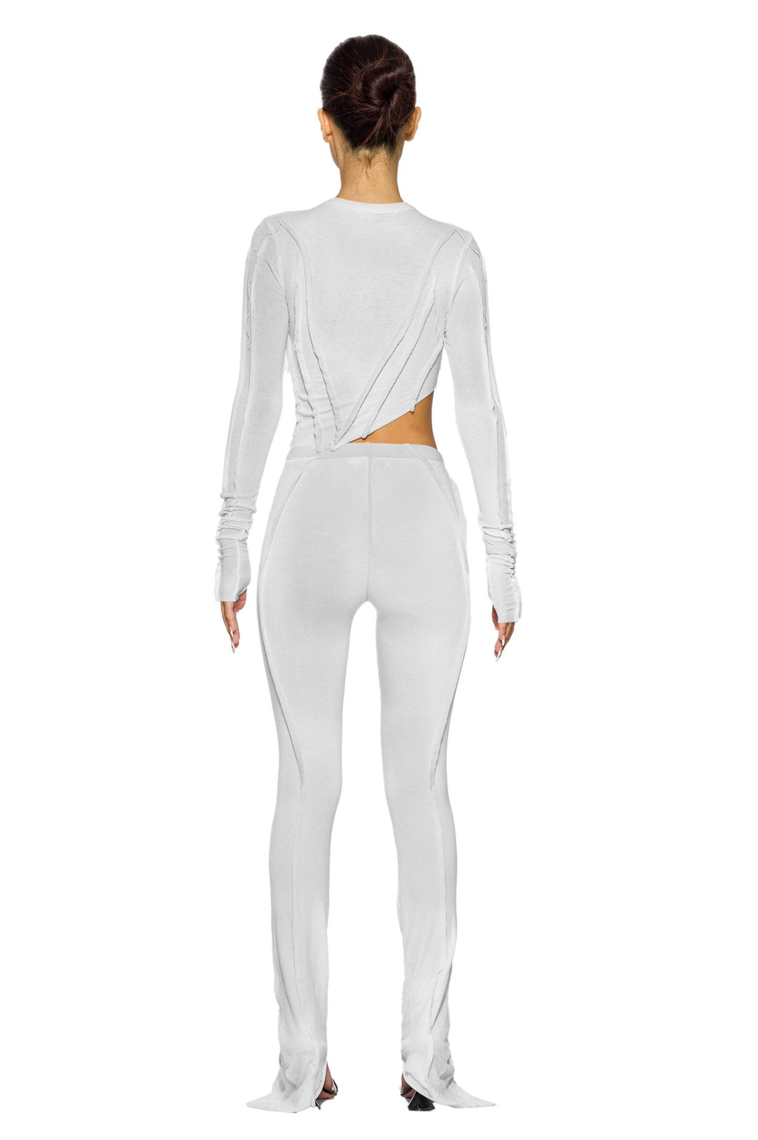 ASYMMETRIC LONG SLEEVE TEE IN FOG RIB