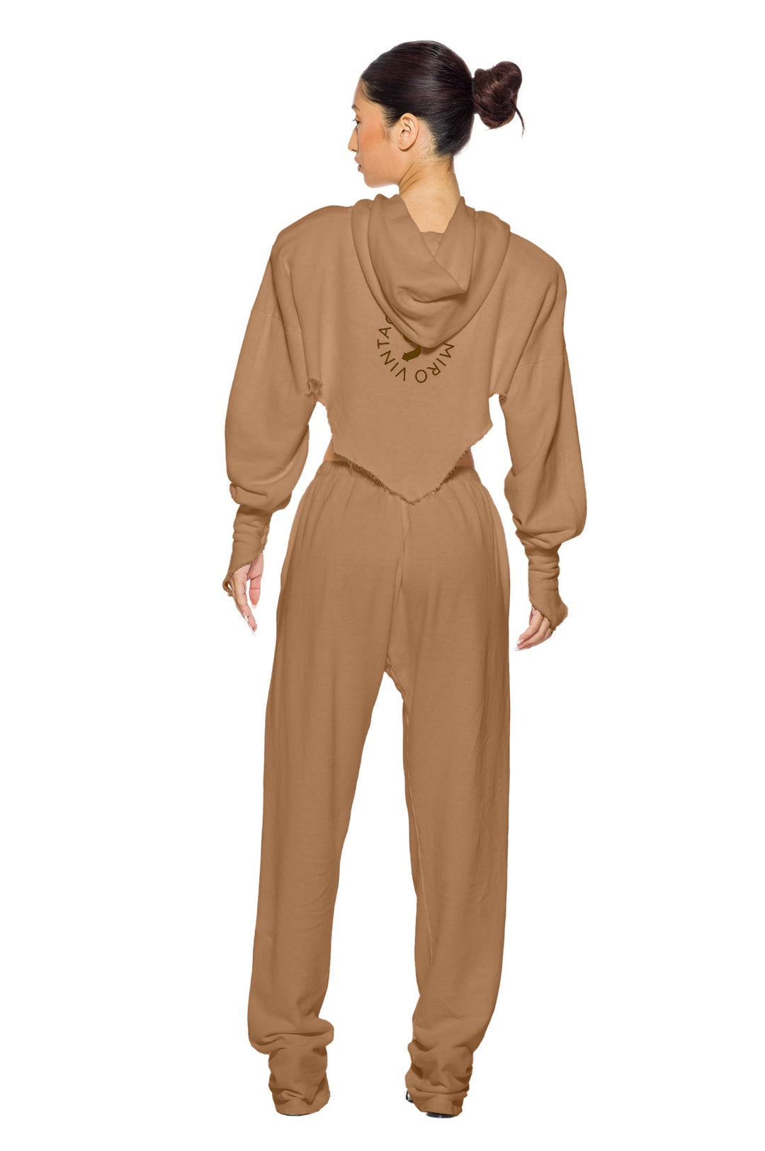 V CUT ZIP-UP HOODIE IN CLAY TERRY