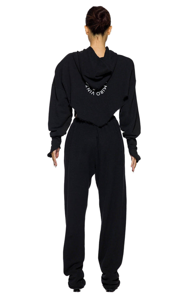 SAFETY PIN SWEATPANTS IN BLACK TERRY
